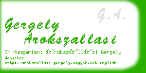 gergely arokszallasi business card